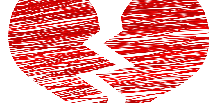 gebroken getekend hart. twijfel relatie,. Scheiden of blijven