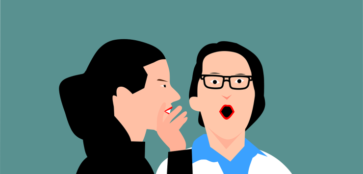 tekening twee vrouwen roddelen symbool voor vrienden en familie bij scheiding